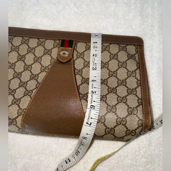 Gucci Vintage PVC/Leather GG Web Sherry Line Clutch. - Picture 15 of 16